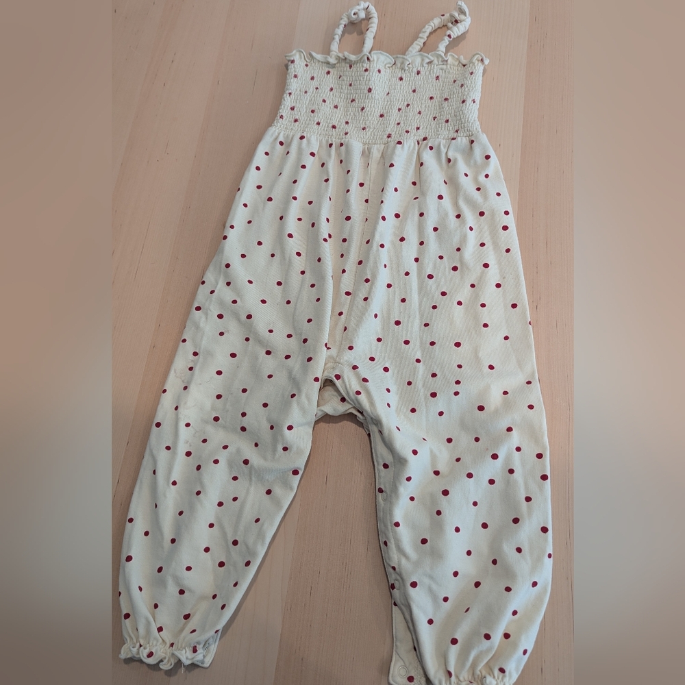 konges slojd Jumpsuit Baby Polkadot Scandinavian Cream Red 12M 18M - Picture 2 of 10